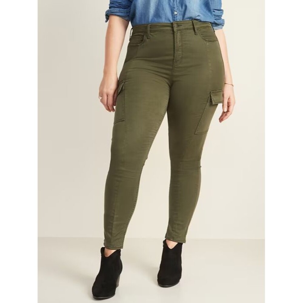 Old Navy Sateen Rockstar Super-Skinny Cargo Pants Womens 14 Olive Green NEW